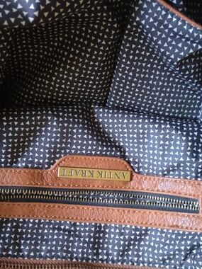 Antik Kraft Men's Brown Leather Tote with Patterned Lining